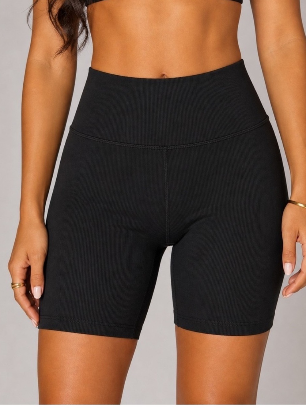 Yogalicious High-Waist Black Ribbed Women’s Bike Shorts XL